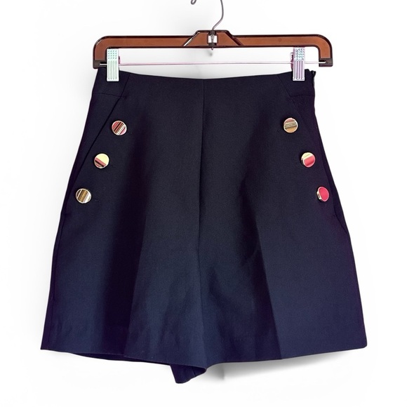 Zara Pants - Zara Elegant High Waisted Black Short with Gold Buttons